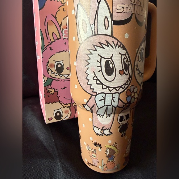New Stanley Tan/Peach Tumbler Monster Family Design with Special Box and a Straw - Picture 4 of 14